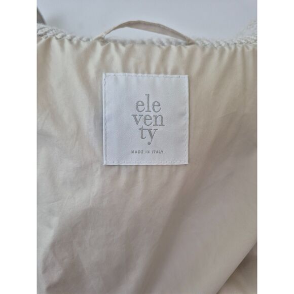 Eleventy Women's Grey Pinstripe Wool Stretch Flannel Puffer Coat Size Large - Picture 9 of 10